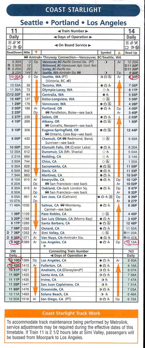 amtrak coast starlight schedule