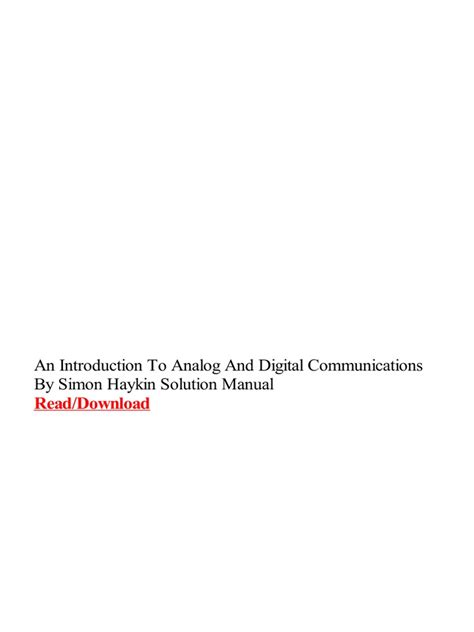 an introduction to analog and digital communications by simon haykin solution manual PDF