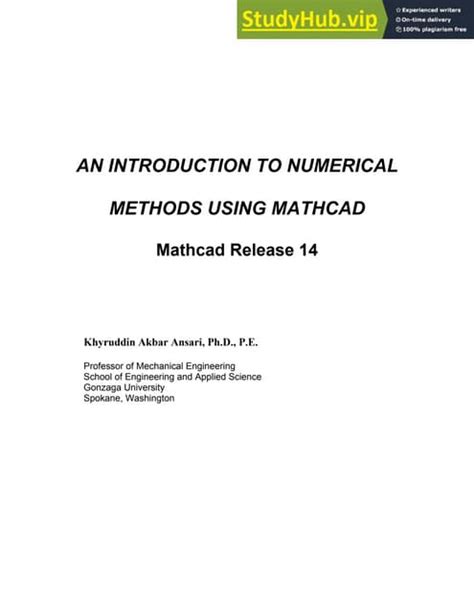 an introduction to numerical methods using mathcad 14 Doc