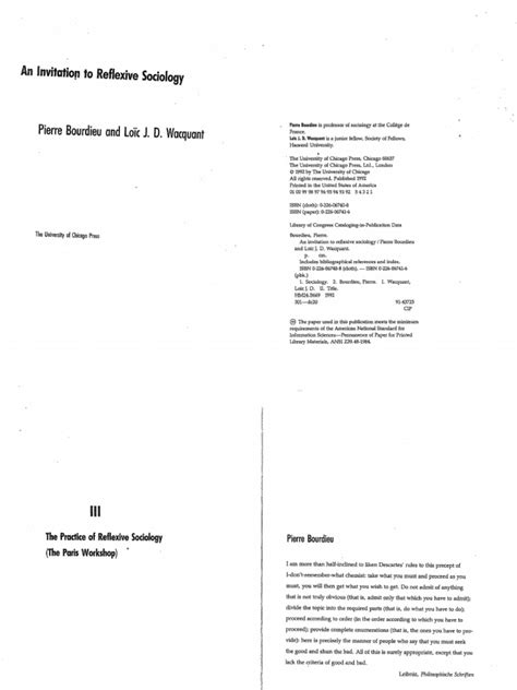 an invitation to reflexive sociology pdf Reader
