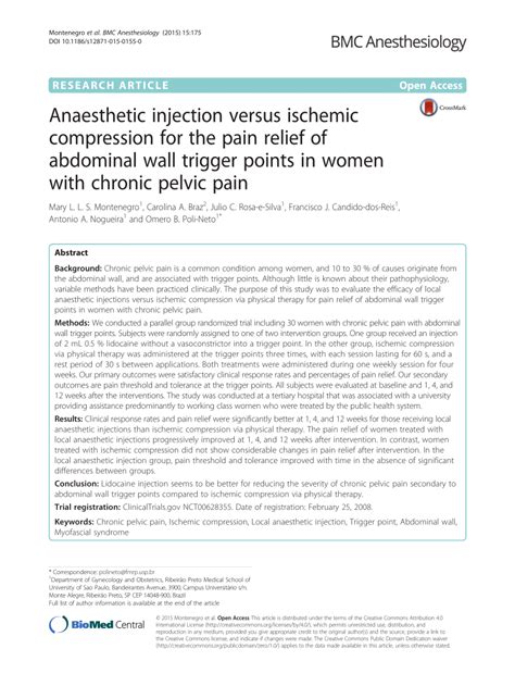 anaesthetic injection ischemic compression abdominal PDF