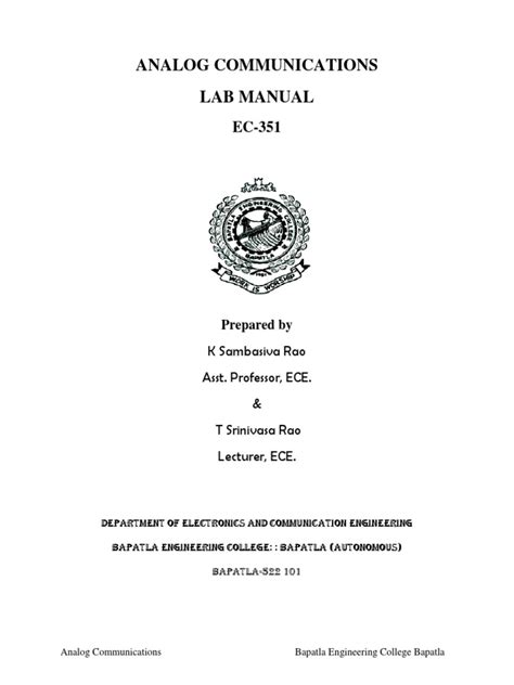 analog communications lab manual pdf Reader