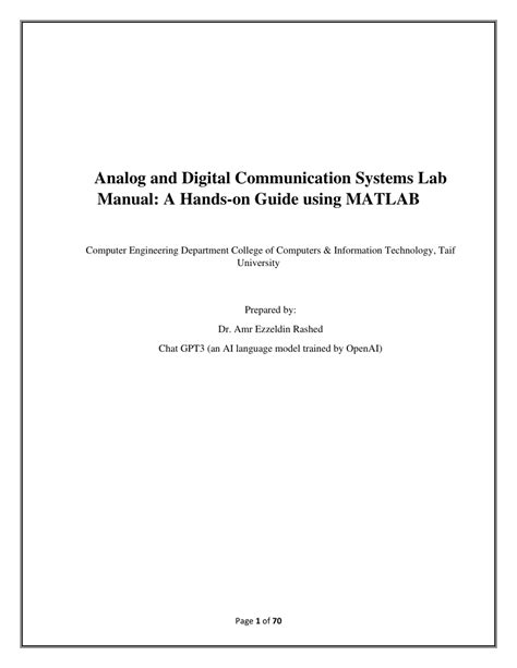 analog digital communication systems lab manual pdf PDF