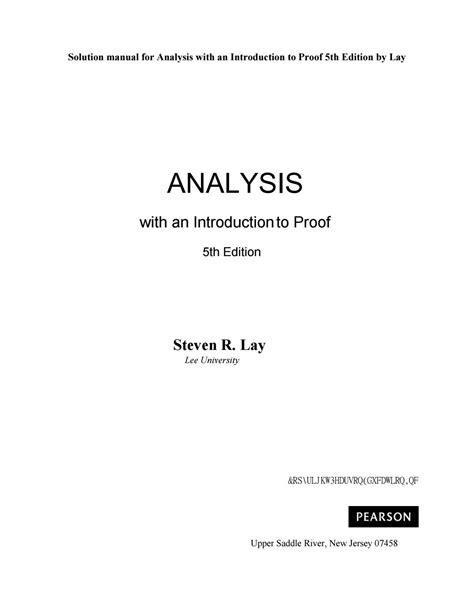 analysis introduction proof steven lay Epub