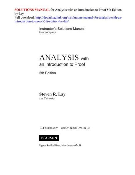 analysis with introduction to proof solution manual PDF