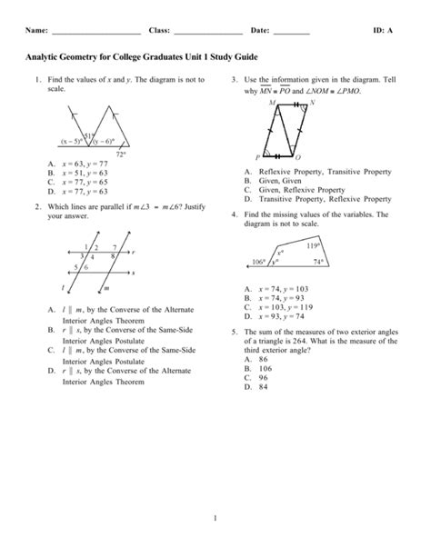 analytic geometry study guide answers Doc