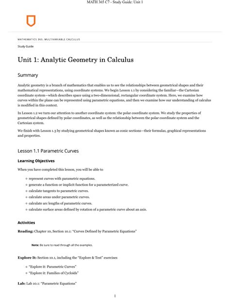 analytic geometry unit 3a study guide Kindle Editon