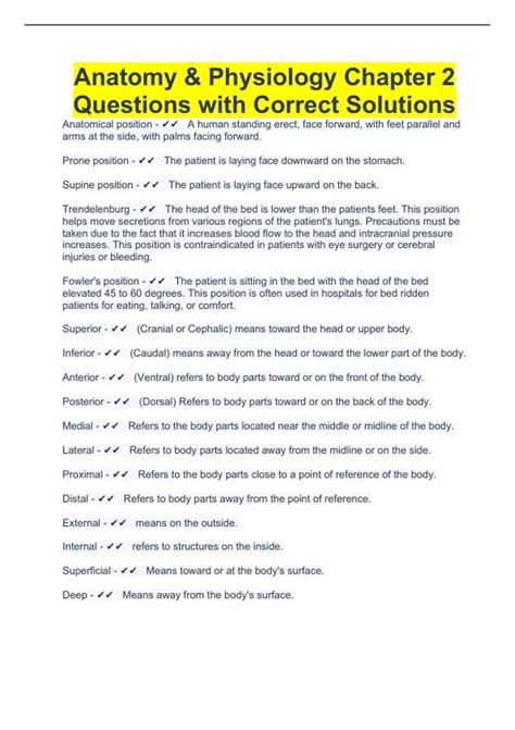 anatomy and physiology chapter 2 study guide Doc