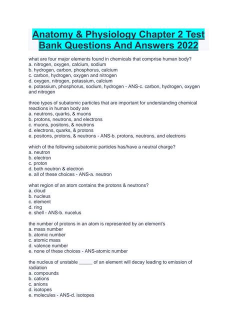 anatomy and physiology chapter 2 test PDF
