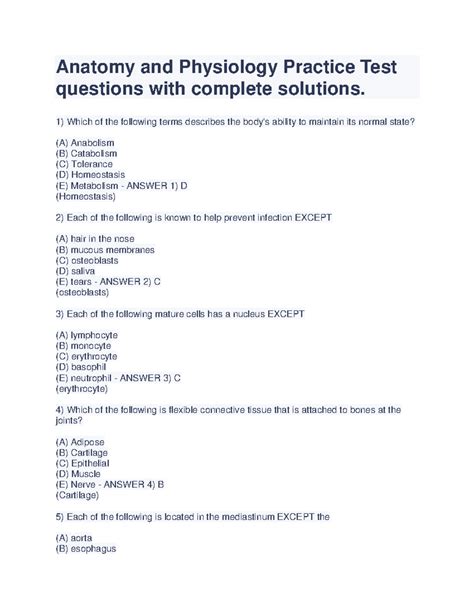 anatomy and physiology practice exams Reader