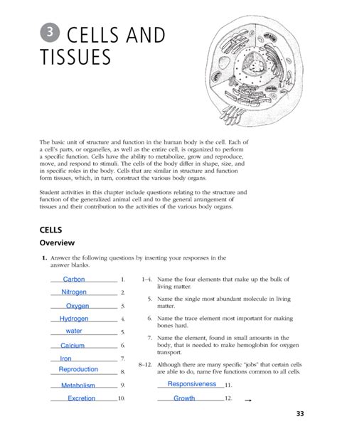 anatomy physiology chapter 3 cells tissues answer key PDF