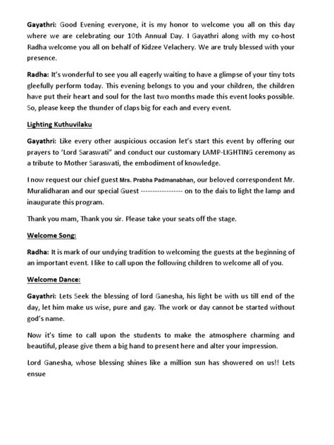 anchoring script for annual day Kindle Editon