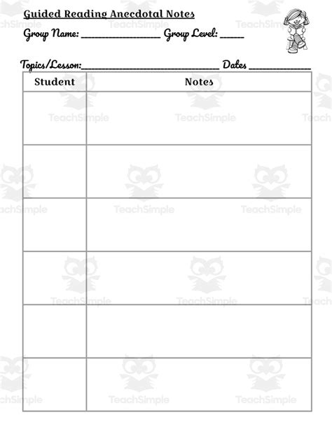 anecdotal records template for guided reading Kindle Editon