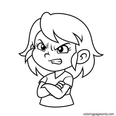 angry girl kid outline