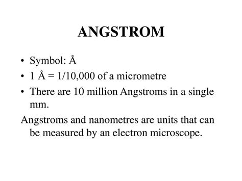 angstroms to nm