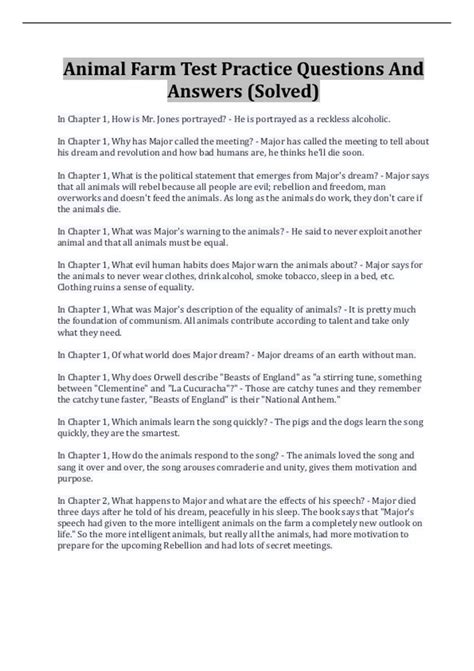 animal farm exam questions and answers Epub
