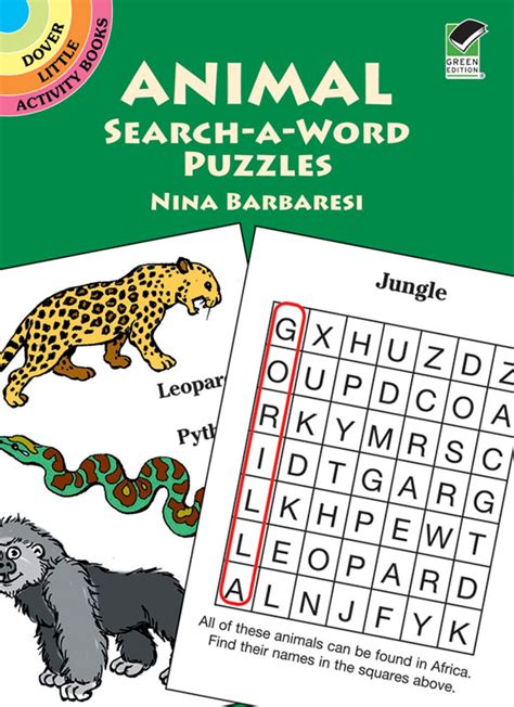 animal search a word puzzles dover little activity books Reader