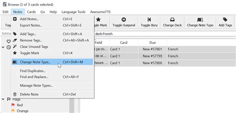 anki how to set a note type as default