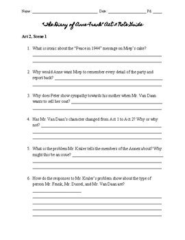 anne frank act 2 study guide Reader