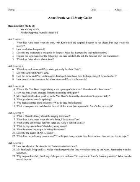 anne frank act 2 study guide answer Kindle Editon