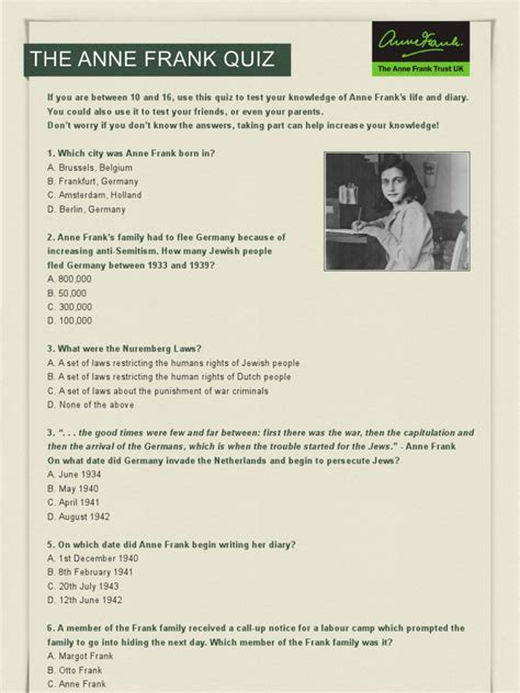 anne frank quiz section 3 answers Kindle Editon