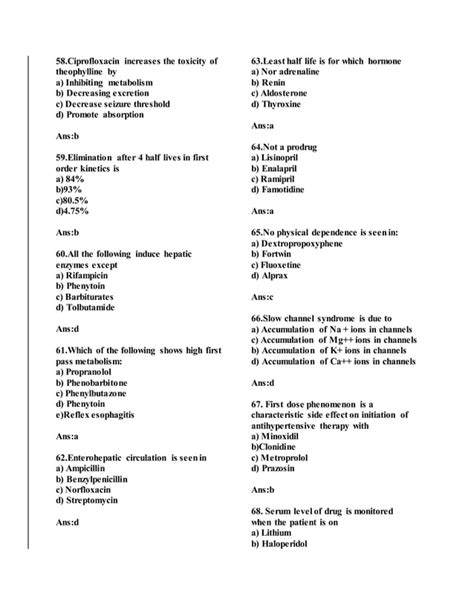 ans pharmacology mcqs with answers Doc