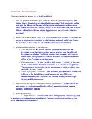 ansers to executive branch test review
