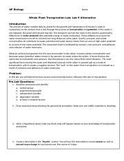 answer for ap bio transpiration lab PDF