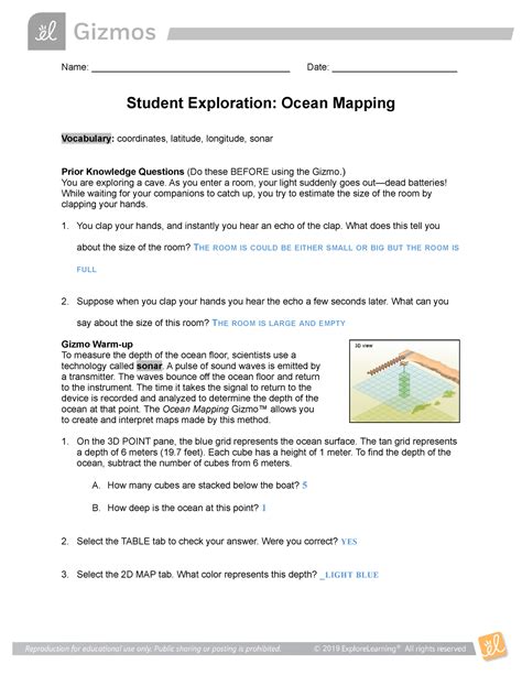 answer for ocean mapping explore learning Reader
