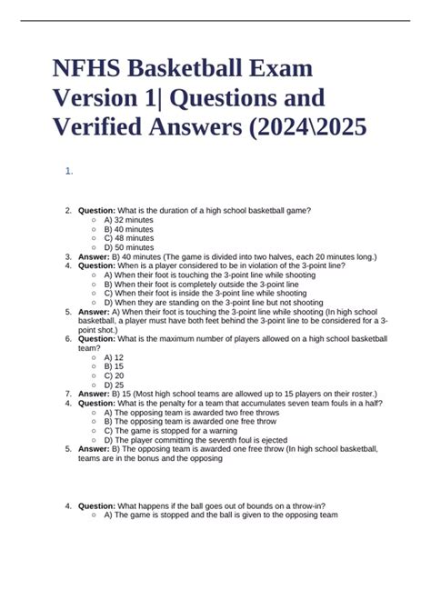 answer key 2012 2013 nfhs basketball exam Doc