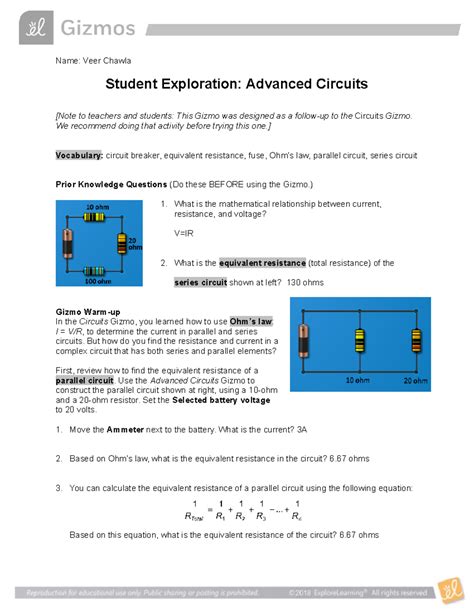answer key advance circuits gizmo Kindle Editon