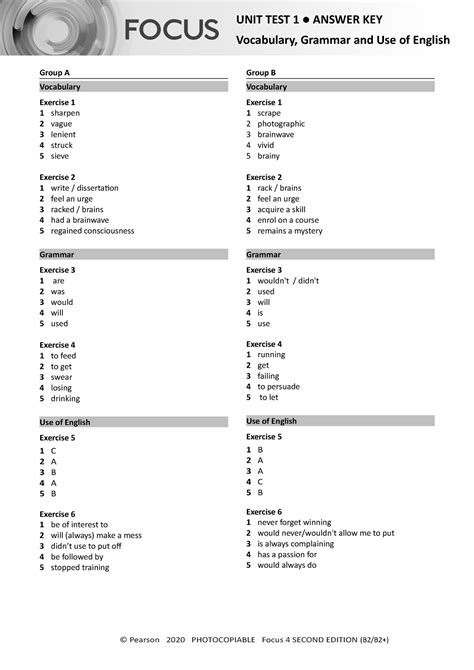 answer key and tests focus on vocabulary Doc