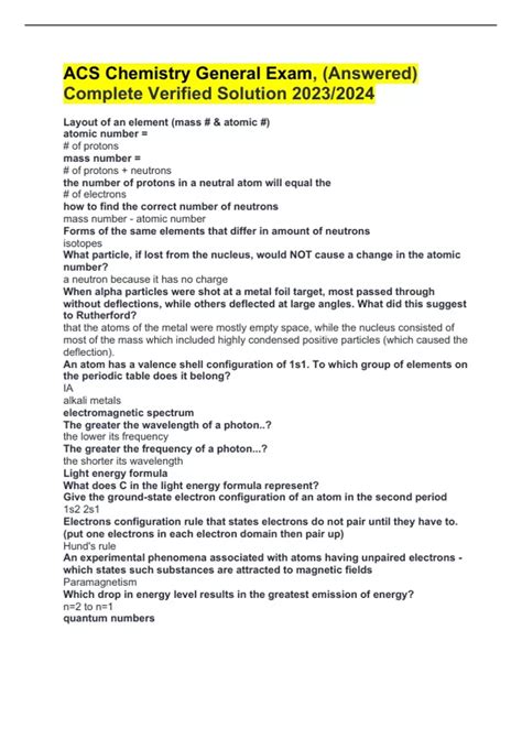 answer key for acs general chemistry exam Reader