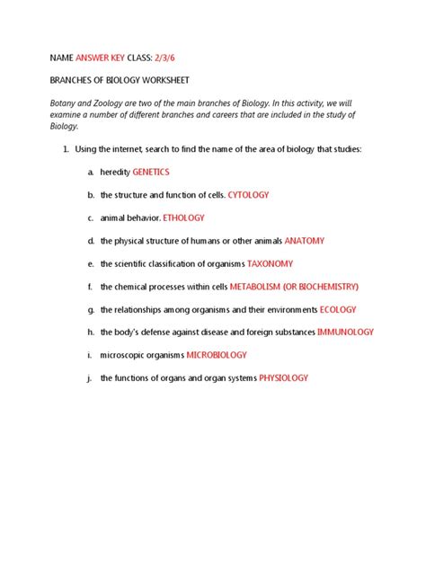 answer key for biology worksheets Doc