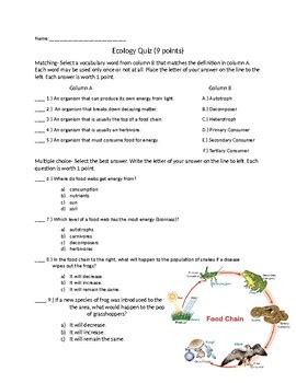 answer key for ecology questions PDF