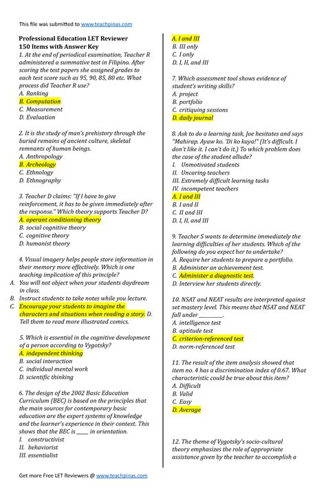 answer key for ed training center Reader