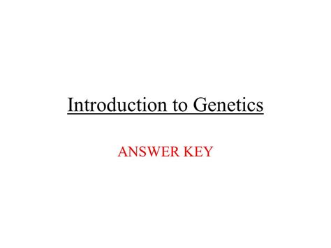answer key for introduction to genetics Epub