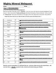 answer key for mighty minerals quiz Reader