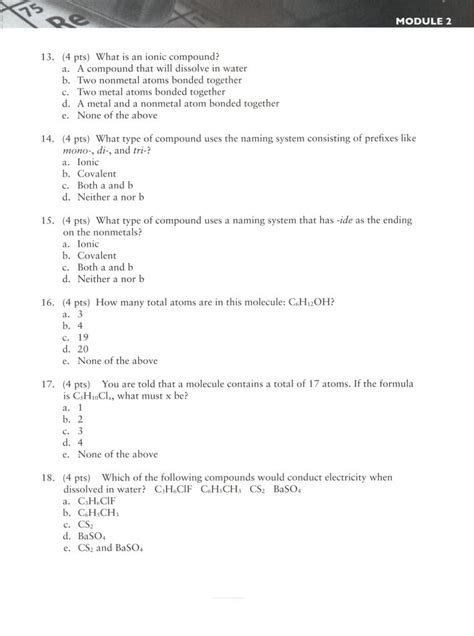 answer key for module 13 chemistry test PDF