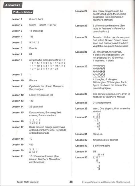 answer key for saxon math course 3