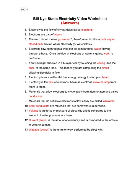 answer key for static electricity Reader