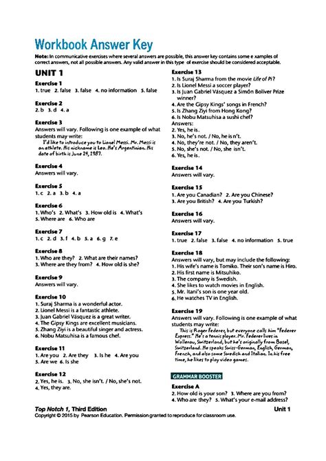 answer key for top notch summit work Reader