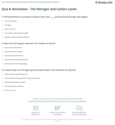 answer key for water carbon and nitro PDF