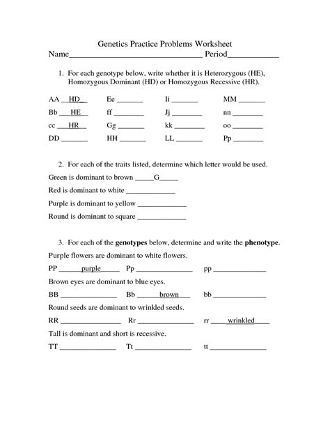 answer key genetics practice problems worksheet Kindle Editon