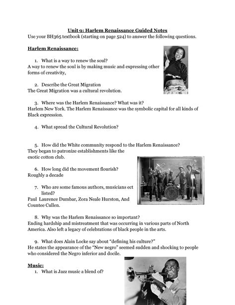 answer key guided the harlem renaissance Reader