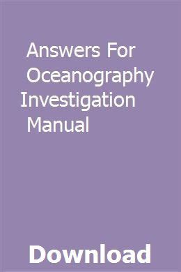 answer key investigation manual oceanography Reader
