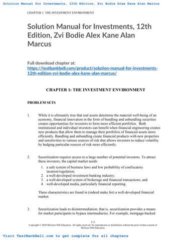 answer key investments bodie kane marcus PDF