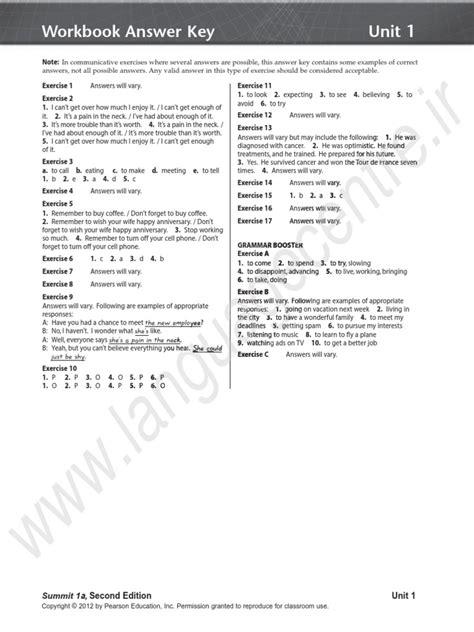 answer key of summit 1a Kindle Editon