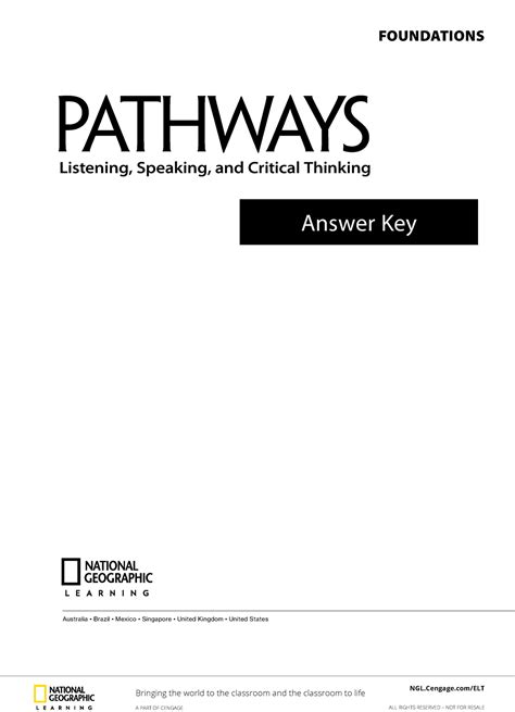 answer key pathways 3 Reader