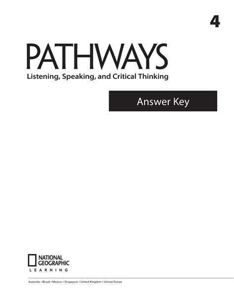 answer key pathways 4 listening speaking Kindle Editon